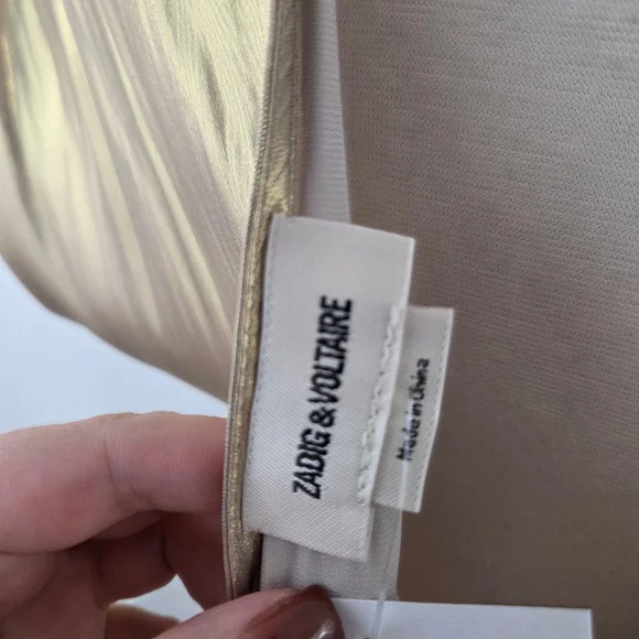 Zadig & Voltaire Ritmic gold satin dress maxi metallic goddess draped size large - Picture 5 of 7